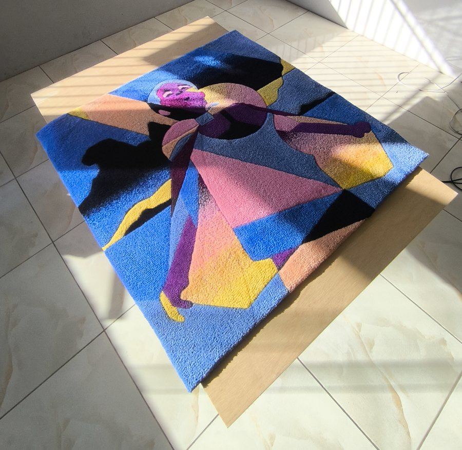 Tapete abstrato de figura com instrumento musical